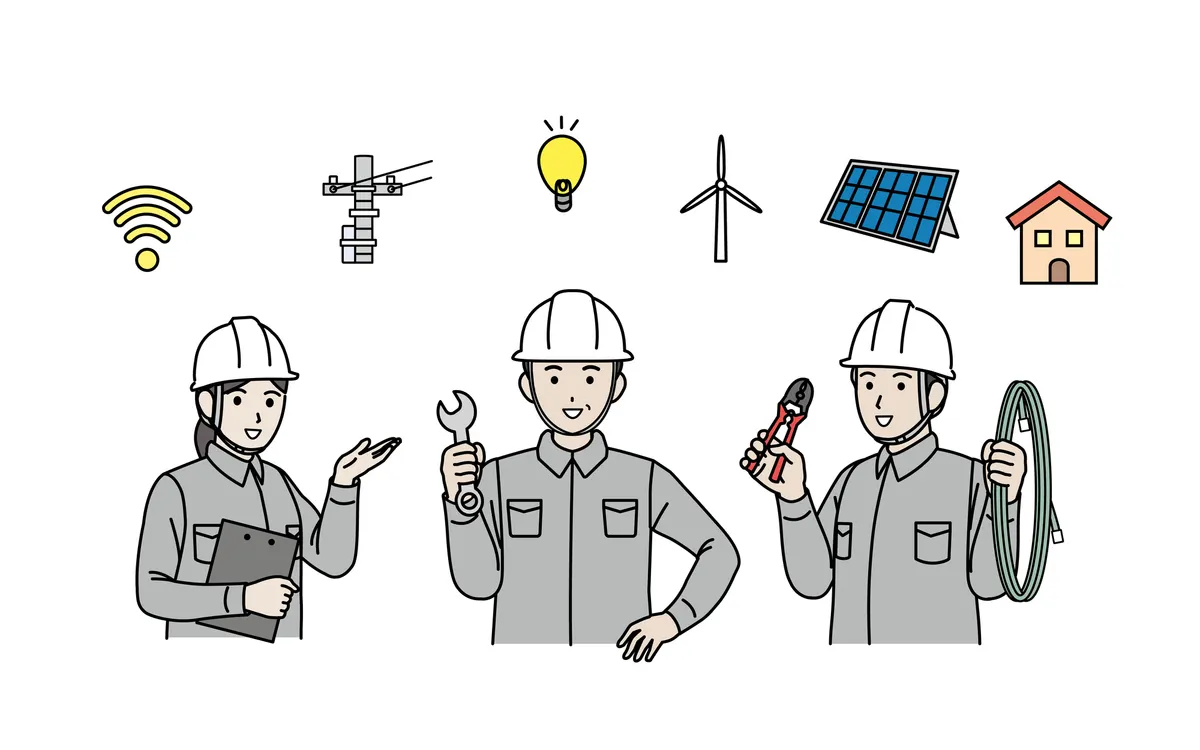 暮らしの電気を支える電気工事の仕事(イラスト)